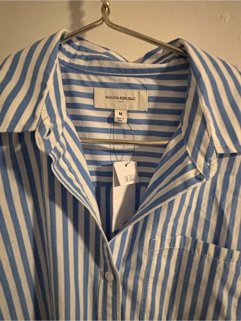 Banana Republic Blue White Striped Midi Shirt Dress Size M NWT (1230)
